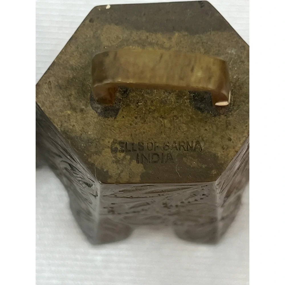 Vintage Bells of Sarna India Brass Bells Set of 3 Etched Floral Graduated